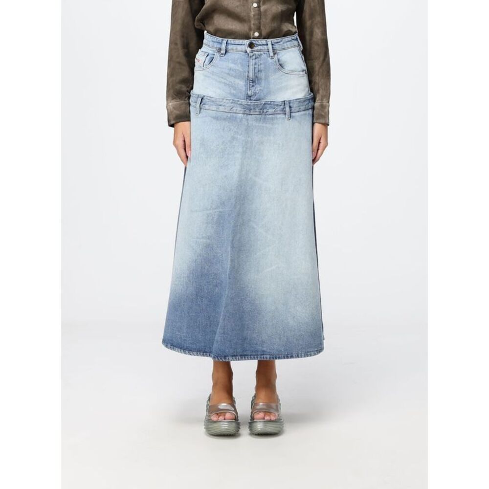 Diesel Women De-Vorya-S Diesel High-Waisted A-Line Midi Skirt In Cotton Denim